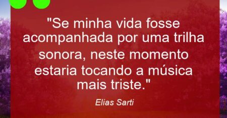 “Se minha vida fosse acompanhada por uma trilha sonora, neste momento estaria tocando a música mais triste.”