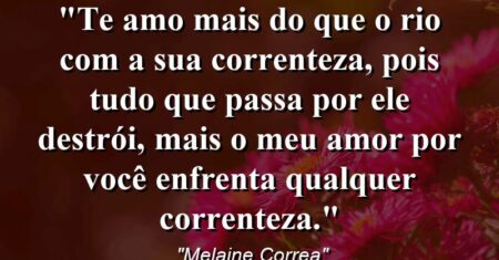 “Te amo mais do que o rio com a sua correnteza, pois tudo que passa por ele destrói, mais o meu amor por você enfrenta qualquer correnteza.”