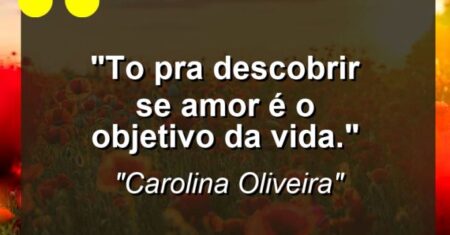 “To pra descobrir se amor é o objetivo da vida.”