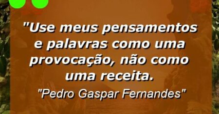 “Use meus pensamentos e palavras como uma provocação, não como uma receita.