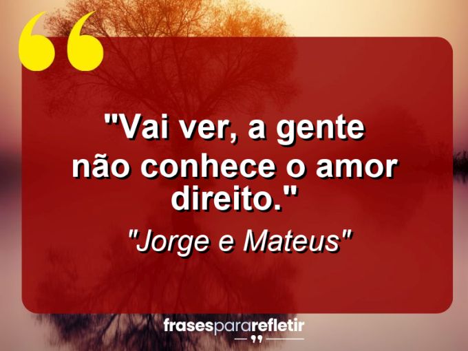 Frases de Amor: mensagens românticas e apaixonantes - “Vai ver, a gente não conhece o amor direito.”