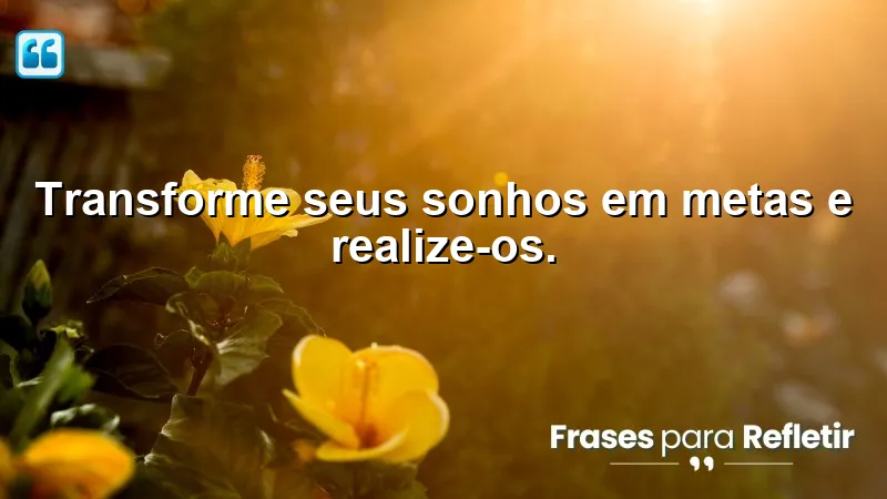 Transforme seus sonhos em metas e realize-os.