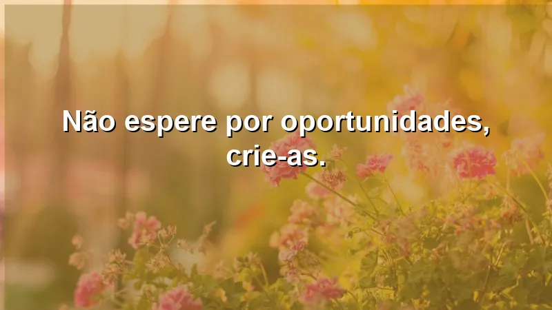 Frases Curtas de Motivação sobre a criação de oportunidades e ação.