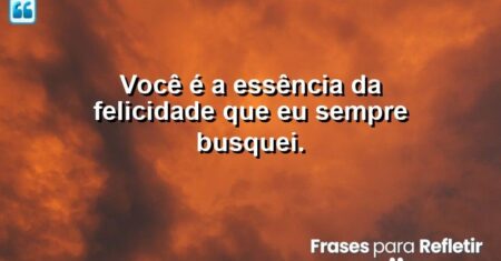 Você é a essência da felicidade que eu sempre busquei.