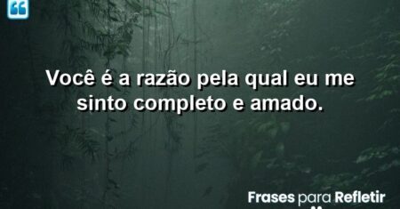 Você é a razão pela qual eu me sinto completo e amado.