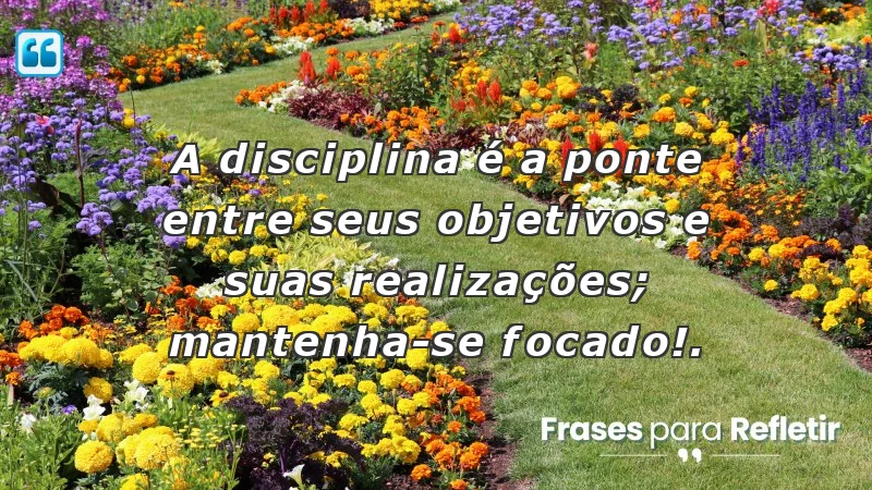 Frases de incentivo para alunos sobre disciplina e foco em objetivos.