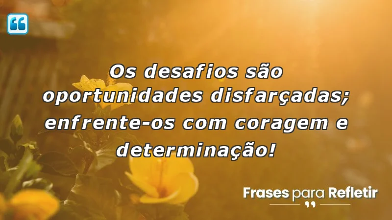 Imagem ilustrativa com frases de incentivo para alunos sobre desafios e oportunidades.