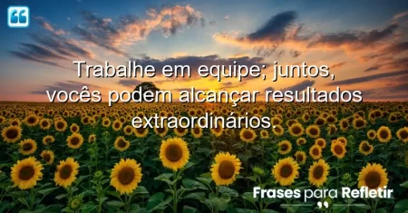 Trabalhe em equipe; juntos, vocês podem alcançar resultados extraordinários.