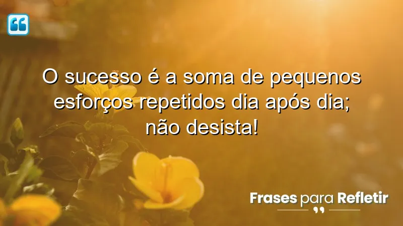 Imagem com Frases de Motivação para o Trabalho, destacando a importância de pequenos esforços diários para alcançar o sucesso.