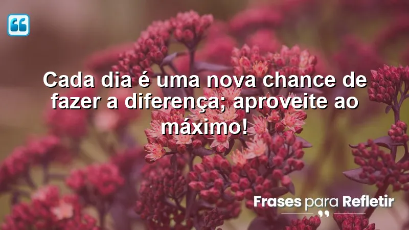 Cada dia é uma nova chance de fazer a diferença; aproveite ao máximo!