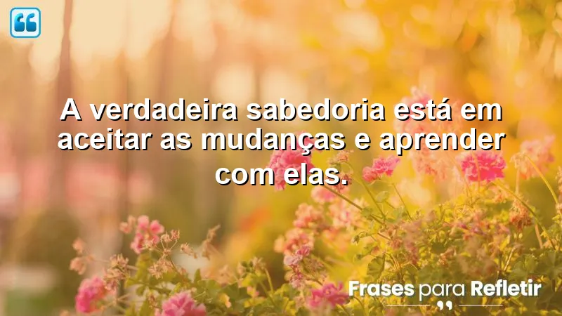 Frases de reflexão sobre mudanças que inspiram aceitação e aprendizado.