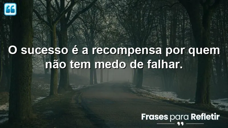 O sucesso é a recompensa por quem não tem medo de falhar.