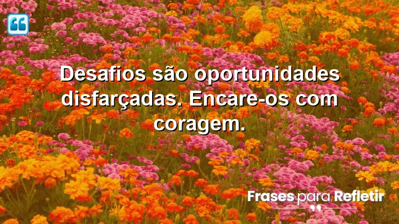 Desafios são oportunidades disfarçadas. Encare-os com coragem.