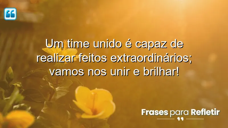 Um time unido é capaz de realizar feitos extraordinários; vamos nos unir e brilhar!