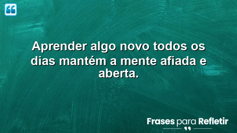 Frases de recomendação sobre a importância do aprendizado diário.