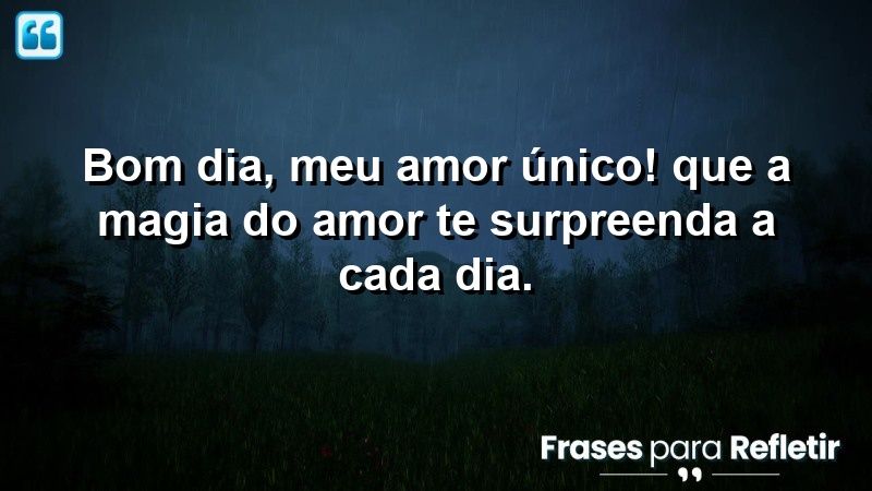 Bom dia, meu amor único! Que a magia do amor te surpreenda a cada dia.