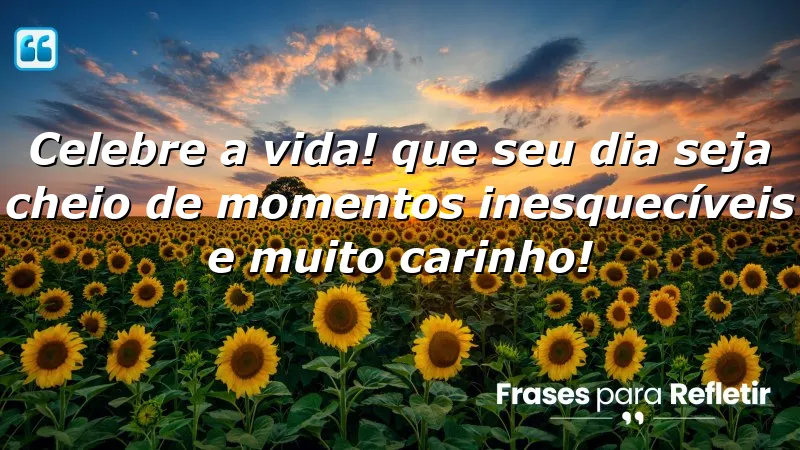 Celebre a vida! Que seu dia seja cheio de momentos inesquecíveis e muito carinho!