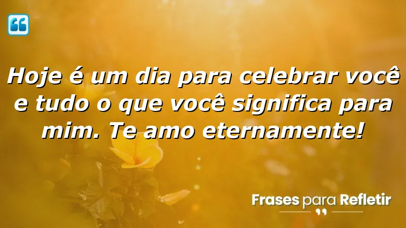 Hoje é um dia para celebrar você e tudo o que você significa para mim. Te amo eternamente!