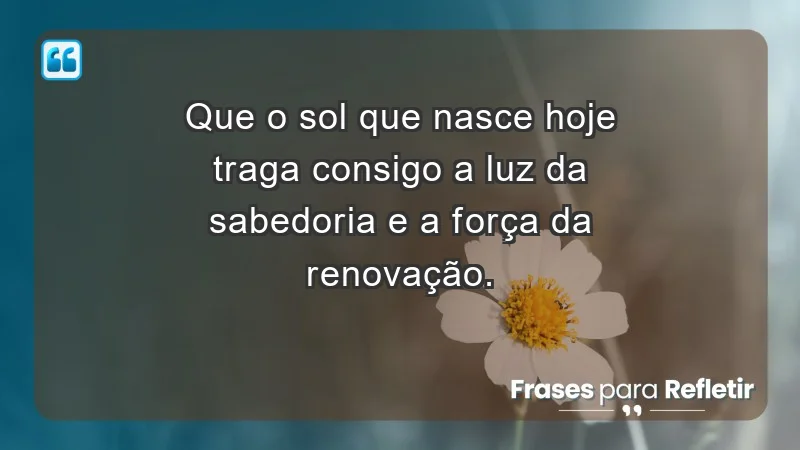 - Que o sol que nasce hoje traga consigo a luz da sabedoria e a força da renovação.