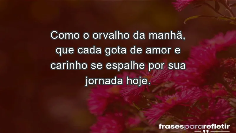 - Como o orvalho da manhã, que cada gota de amor e carinho se espalhe por sua jornada hoje.