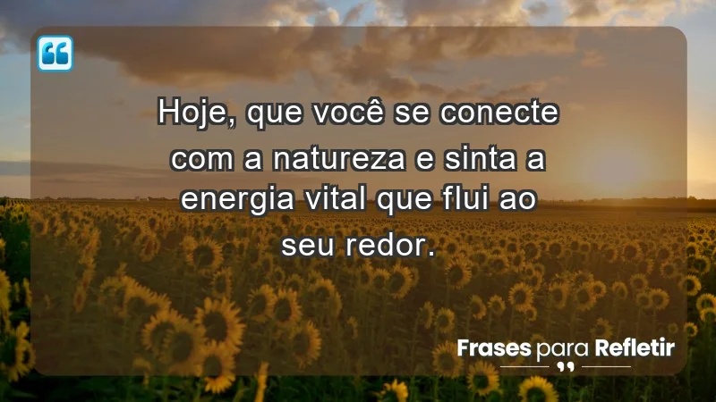 - Hoje, que você se conecte com a natureza e sinta a energia vital que flui ao seu redor.