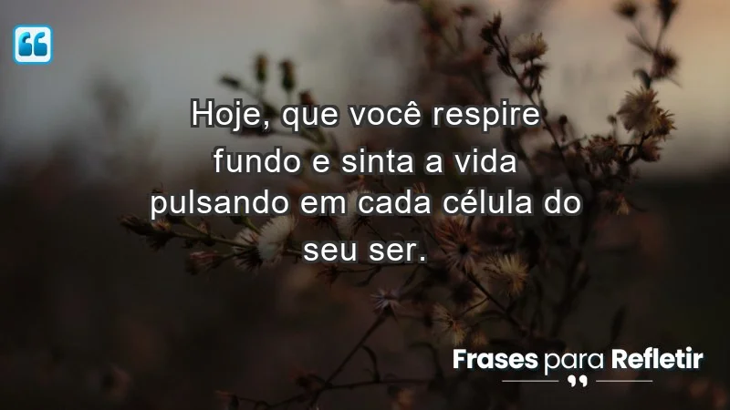 - Hoje, que você respire fundo e sinta a vida pulsando em cada célula do seu ser.