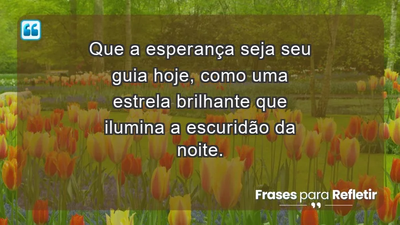 - Que a esperança seja seu guia hoje, como uma estrela brilhante que ilumina a escuridão da noite.