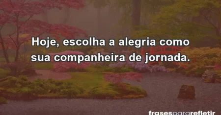 Hoje, escolha a alegria como sua companheira de jornada.