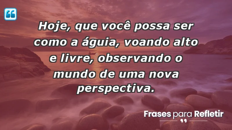 - Hoje, que você possa ser como a águia, voando alto e livre, observando o mundo de uma nova perspectiva.