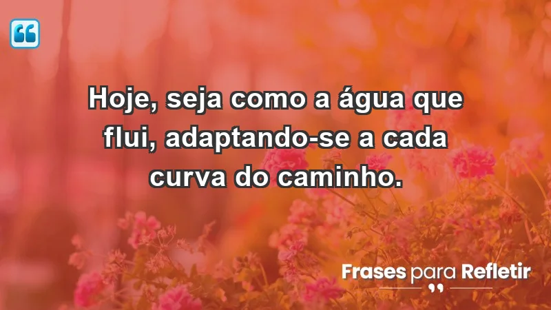 - Hoje, seja como a água que flui, adaptando-se a cada curva do caminho.