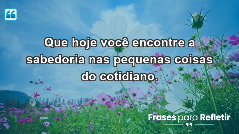 - Que hoje você encontre a sabedoria nas pequenas coisas do cotidiano.