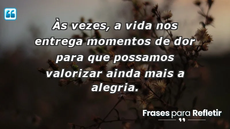 Para inspirar a gratidão diária - Às vezes, a vida nos entrega momentos de dor para que possamos valorizar ainda mais a alegria.