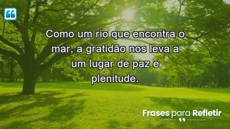 Para inspirar a gratidão diária - Como um rio que encontra o mar, a gratidão nos leva a um lugar de paz e plenitude.