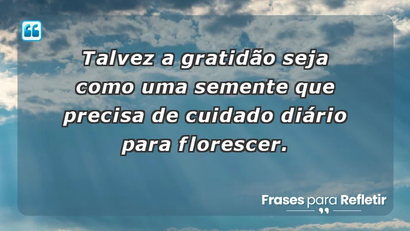 Para inspirar a gratidão diária - Talvez a gratidão seja como uma semente que precisa de cuidado diário para florescer.