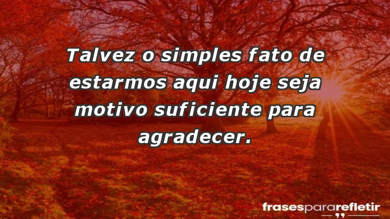 Para inspirar a gratidão diária - Talvez o simples fato de estarmos aqui hoje seja motivo suficiente para agradecer.