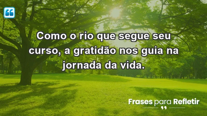 Para inspirar a gratidão diária - Como o rio que segue seu curso, a gratidão nos guia na jornada da vida.