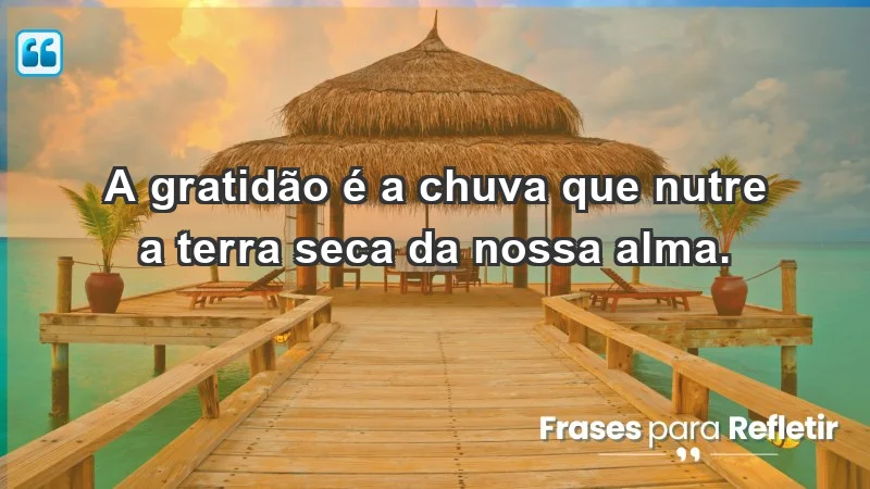 - A gratidão é a chuva que nutre a terra seca da nossa alma.