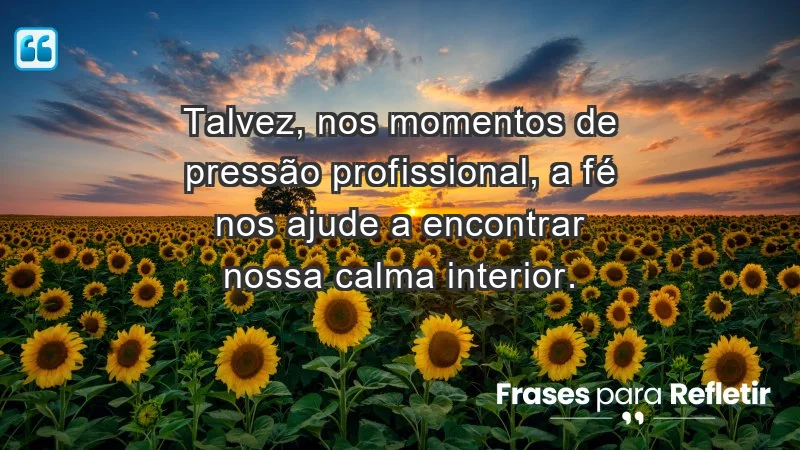 Mensagens de Fé e Reflexão - Talvez, nos momentos de pressão profissional, a fé nos ajude a encontrar nossa calma interior.