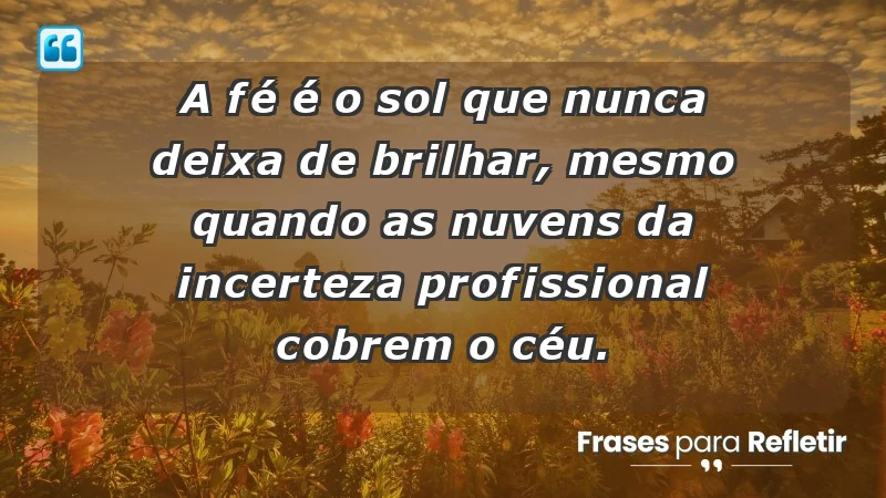 Mensagens de Fé e Reflexão - A fé é o sol que nunca deixa de brilhar, mesmo quando as nuvens da incerteza profissional cobrem o céu.