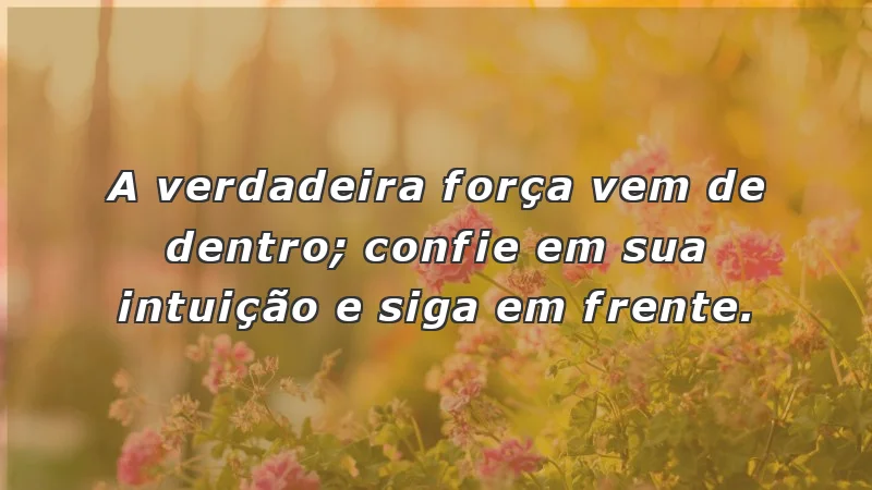 Mensagens de incentivo e reflexão sobre a força interior e intuição.