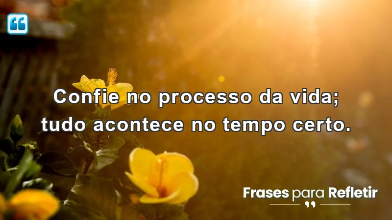 Mensagens de incentivo e reflexão sobre confiar no processo da vida.