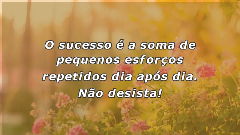 Mensagens de incentivo para alunos: pequenos esforços levam ao sucesso.