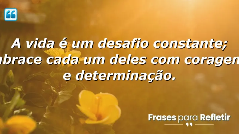 A vida é um desafio constante; abrace cada um deles com coragem e determinação.