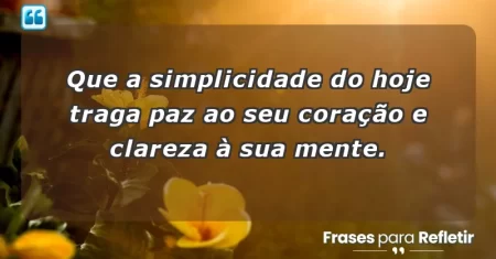 Que a simplicidade do hoje traga paz ao seu coração e clareza à sua mente.