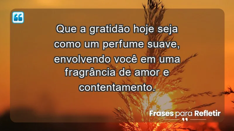 - Que a gratidão hoje seja como um perfume suave, envolvendo você em uma fragrância de amor e contentamento.