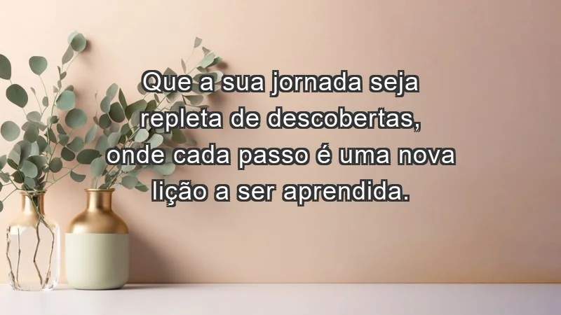 - Que a sua jornada seja repleta de descobertas, onde cada passo é uma nova lição a ser aprendida.