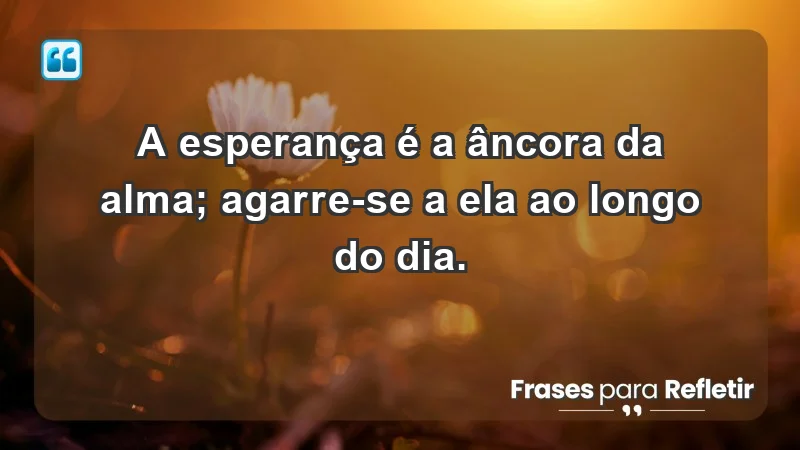 - A esperança é a âncora da alma; agarre-se a ela ao longo do dia.