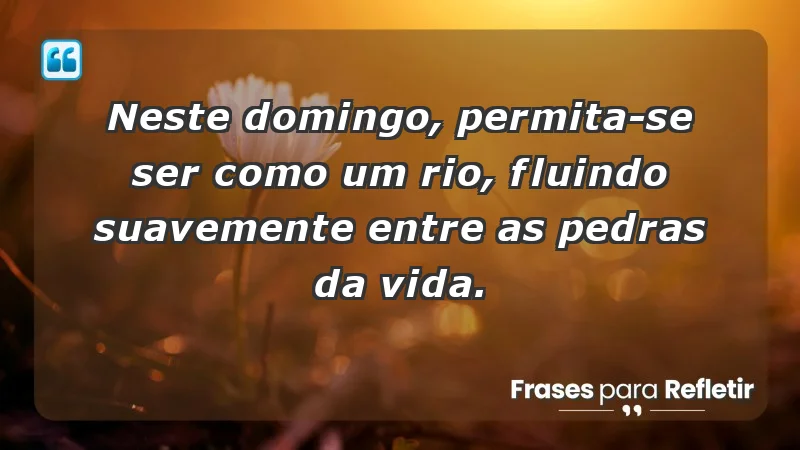 - Neste domingo, permita-se ser como um rio, fluindo suavemente entre as pedras da vida.