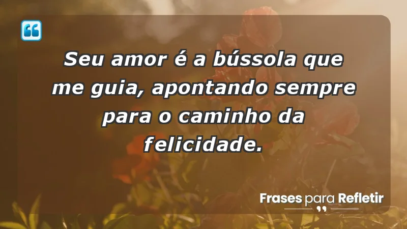 - Seu amor é a bússola que me guia, apontando sempre para o caminho da felicidade.