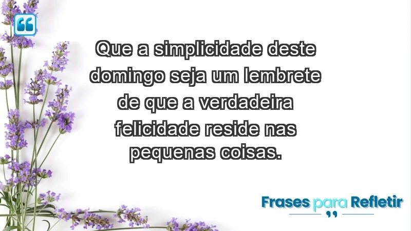 - Que a simplicidade deste domingo seja um lembrete de que a verdadeira felicidade reside nas pequenas coisas.